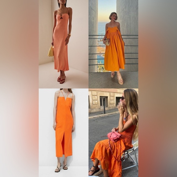 Massimo Dutti Bright Orange Strappy Linen Dress, NWT - Picture 14 of 15